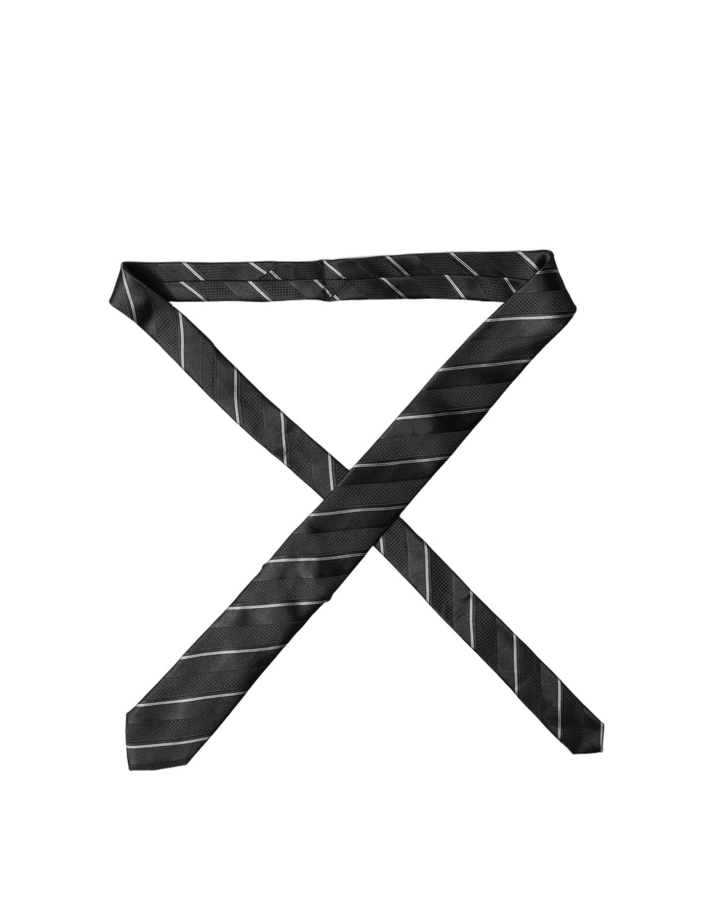 Black White Stripes 100% Silk Adjustable Men Necktie Tie