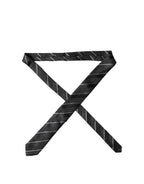 Black White Stripes 100% Silk Adjustable Men Necktie Tie