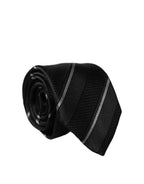 Black White Stripes 100% Silk Adjustable Men Necktie Tie