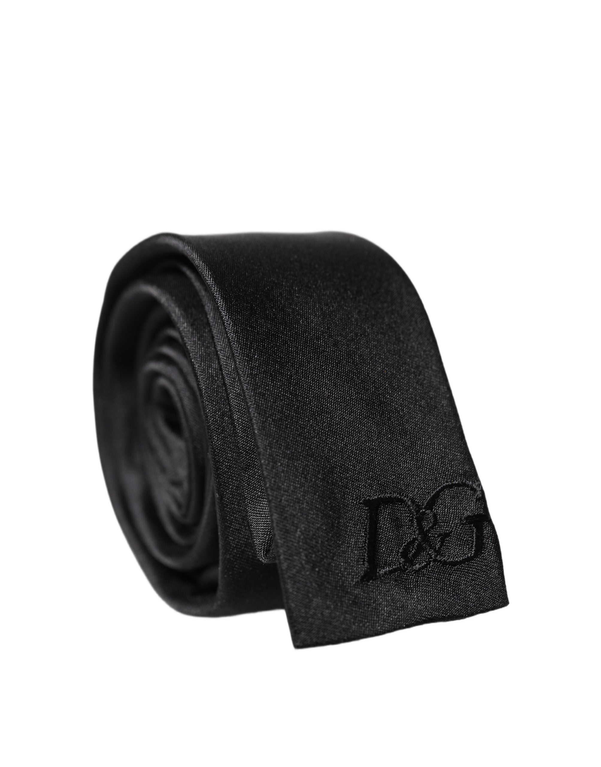 Black D&G Embroidery Silk Adjustable Men Necktie Tie