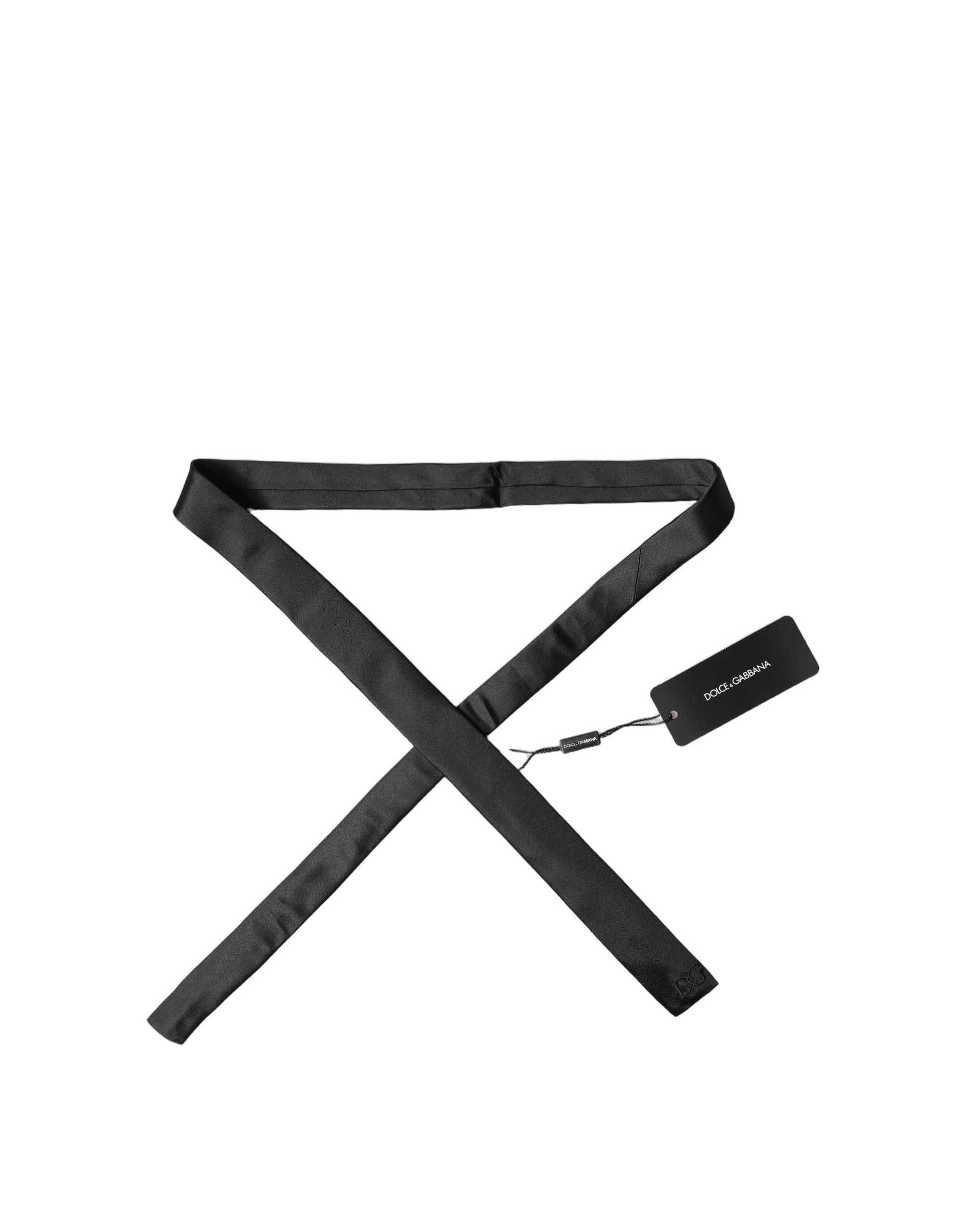 Black D&G Embroidery Silk Adjustable Men Necktie Tie