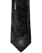 Black Floral Fantasy Silk Adjustable Men Necktie Tie
