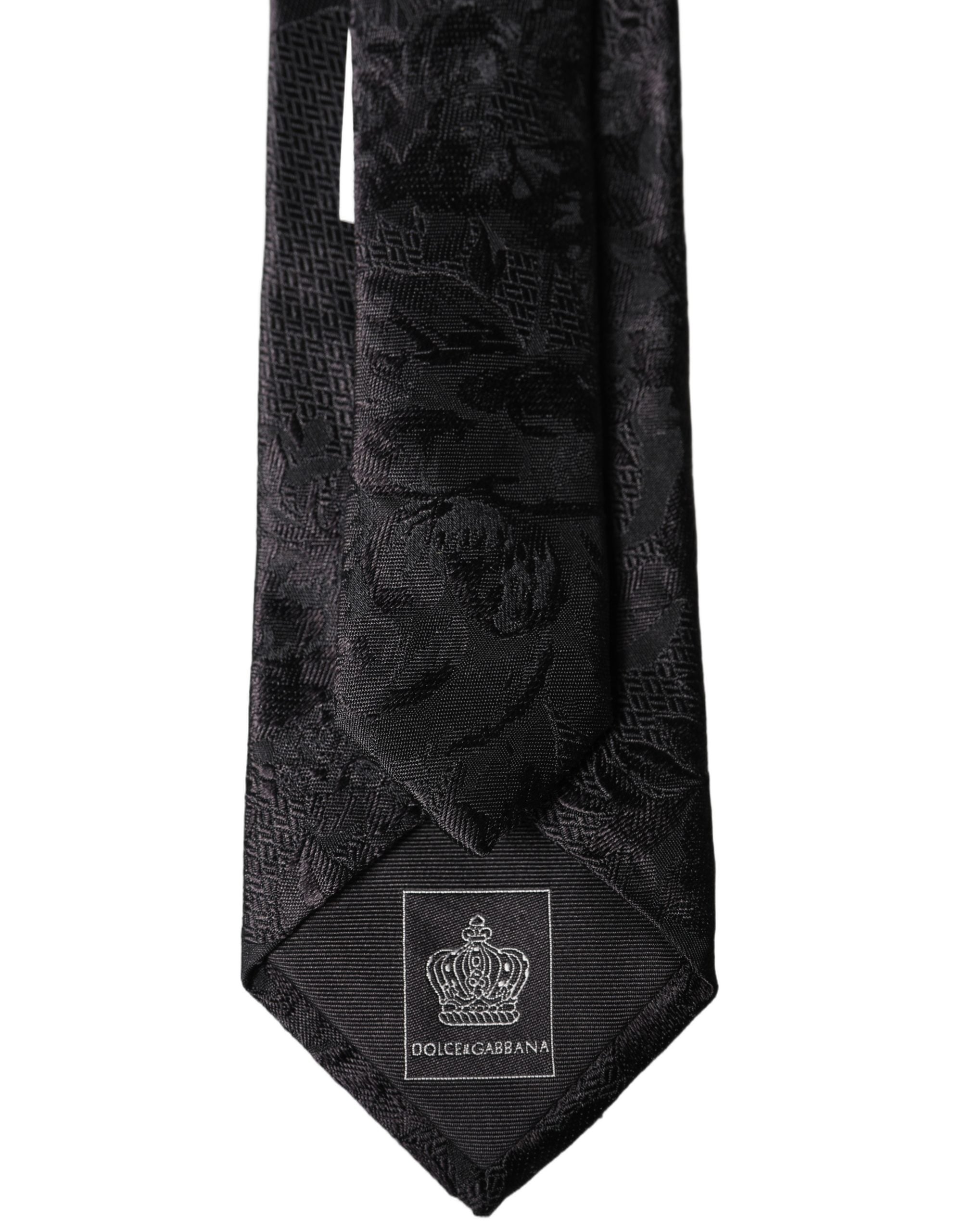 Black Floral Fantasy Silk Adjustable Men Necktie Tie