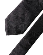Black Floral Fantasy Silk Adjustable Men Necktie Tie