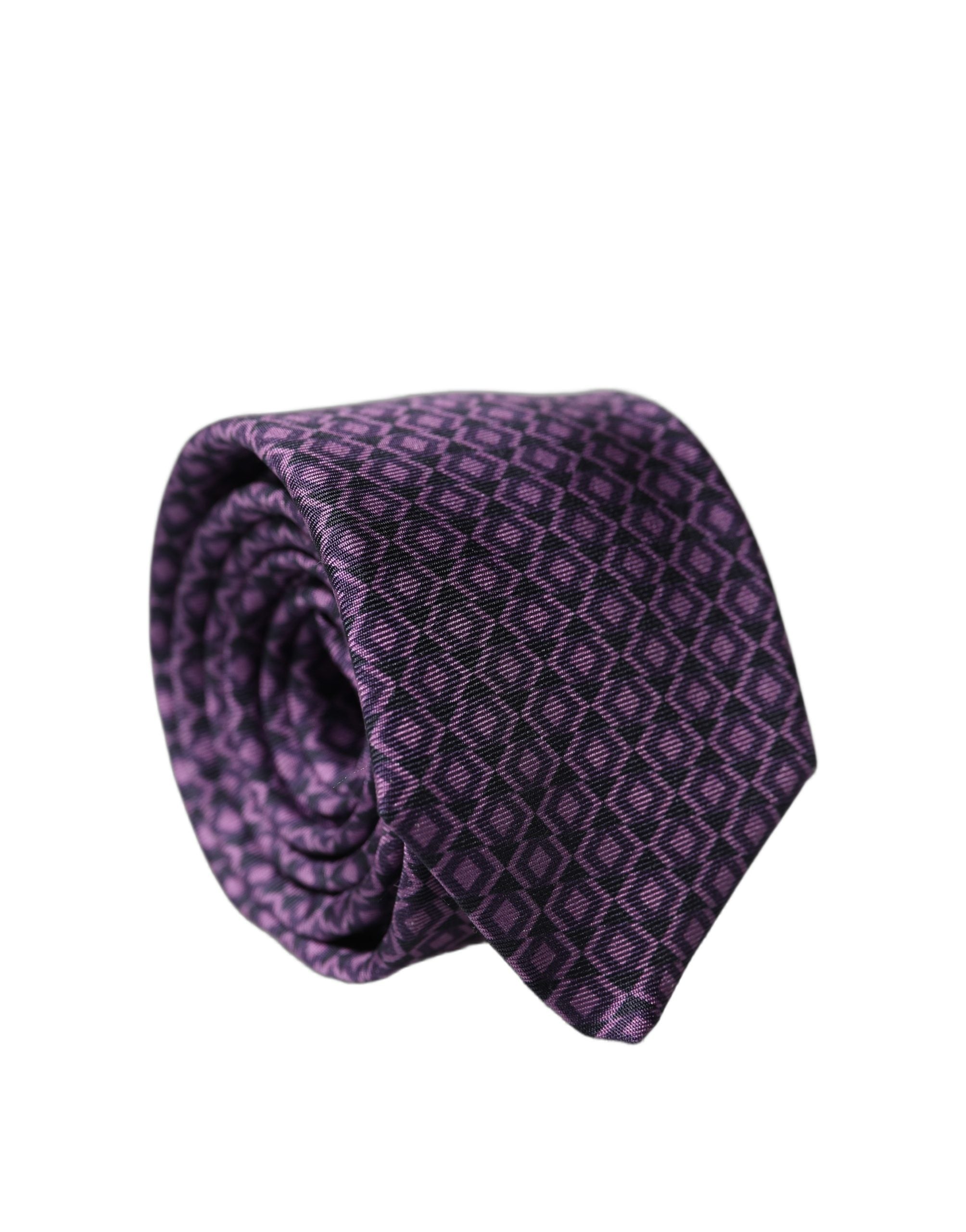 Purple Patterned 100% Silk Adjustable Men Necktie Tie