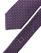 Purple Patterned 100% Silk Adjustable Men Necktie Tie