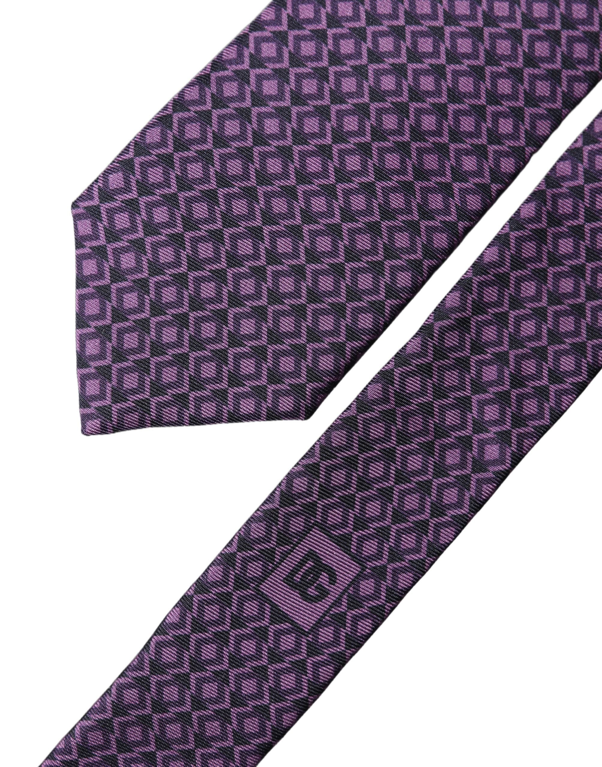 Purple Patterned 100% Silk Adjustable Men Necktie Tie