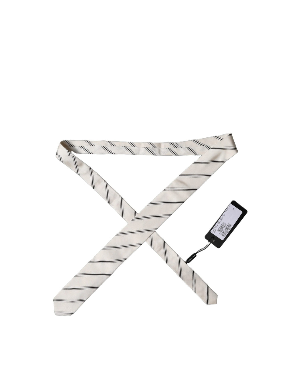 Beige Black Stripes 100% Silk Adjustable Men Necktie Tie