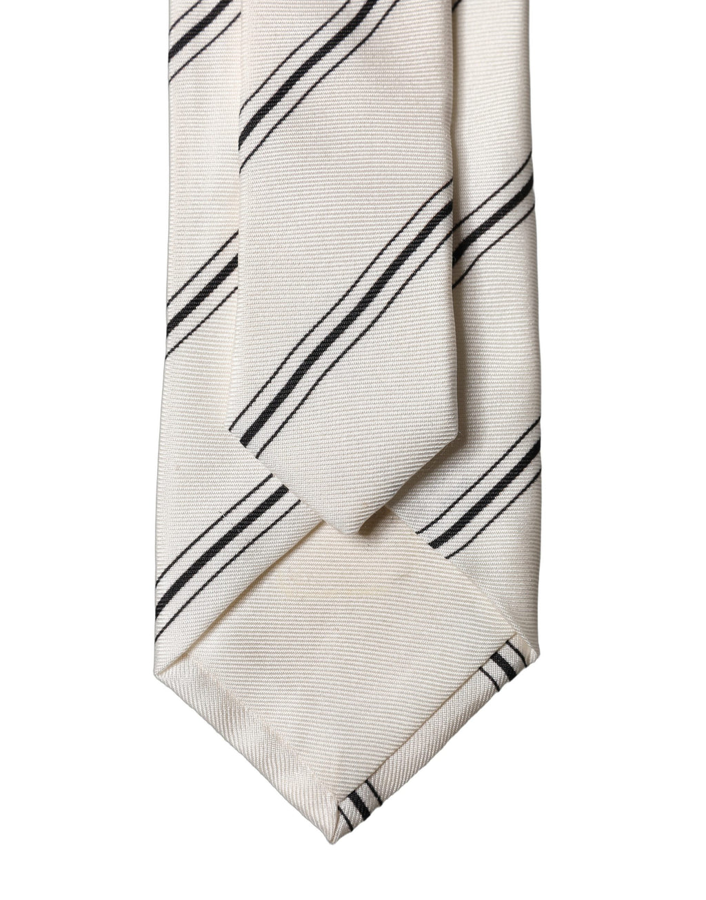 Beige Black Stripes 100% Silk Adjustable Men Necktie Tie