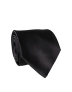 Black Satin 100% Silk Adjustable Men Tied Necktie Tie