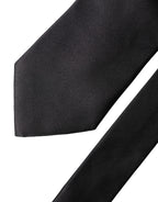 Black Satin 100% Silk Adjustable Men Tied Necktie Tie