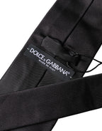 Black Satin 100% Silk Adjustable Men Tied Necktie Tie