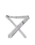 Gray Satin 100% Silk Adjustable Men Tied Necktie Tie