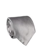 Gray Satin 100% Silk Adjustable Men Tied Necktie Tie