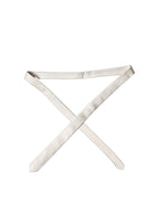 Off White Solid 100% Silk Adjustable Men Tied Necktie Tie
