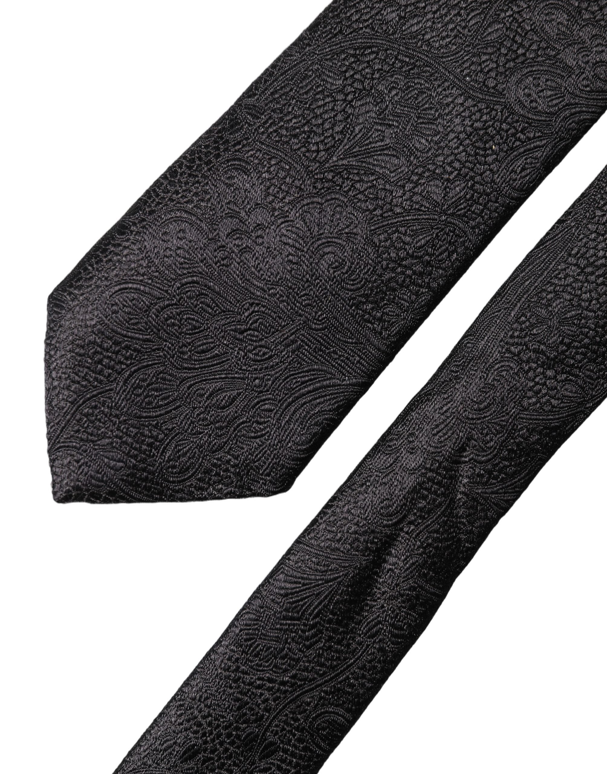 Black Solid 100% Silk Adjustable Men Tied Necktie Tie