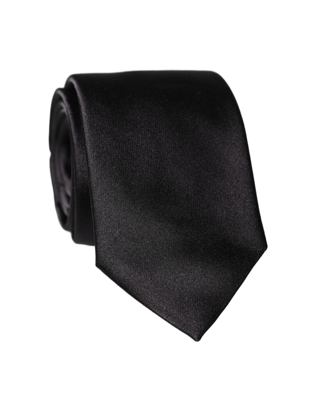 Black Solid 100% Silk Adjustable Men Tied Necktie Tie