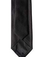 Black Solid 100% Silk Adjustable Men Tied Necktie Tie