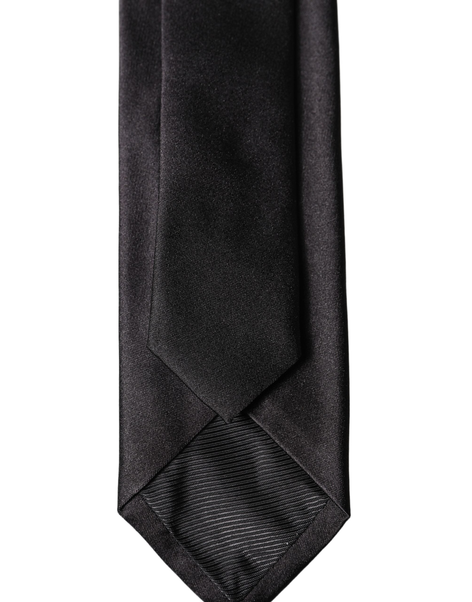 Black Solid 100% Silk Adjustable Men Tied Necktie Tie