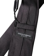 Black Solid 100% Silk Adjustable Men Tied Necktie Tie