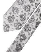 Silver Gray Paisley Silk Adjustable Men Tied Necktie Tie