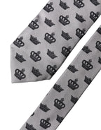 Gray Crown Fantasy Silk Adjustable Men Tied Necktie Tie