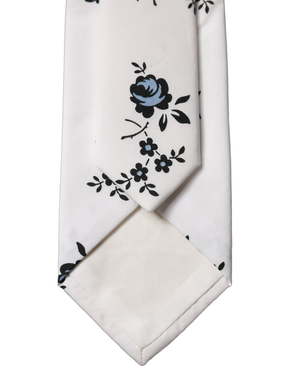 White Floral Fantasy Cotton Adjustable Men Necktie Tie