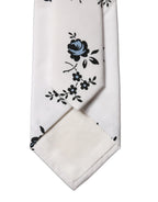 White Floral Fantasy Cotton Adjustable Men Necktie Tie