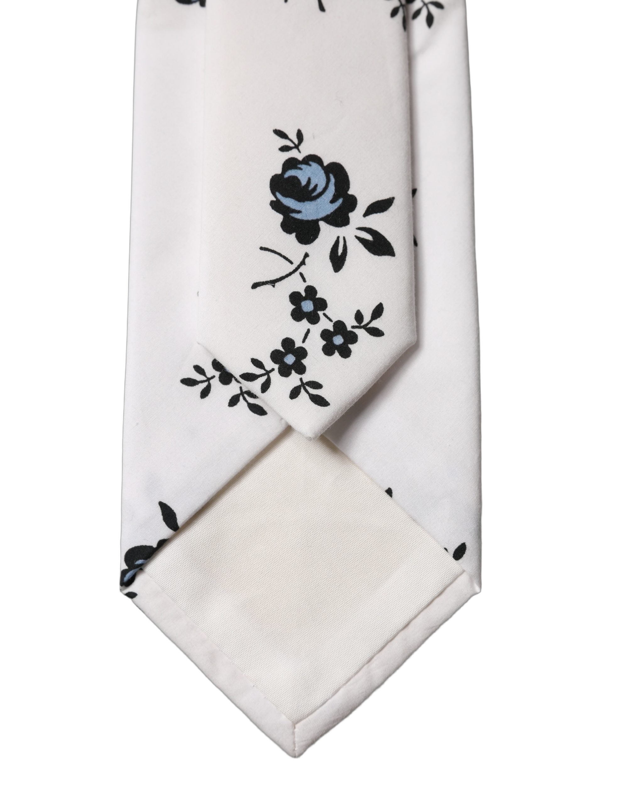 White Floral Fantasy Cotton Adjustable Men Necktie Tie