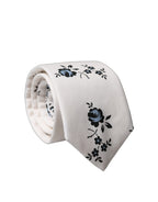 White Floral Fantasy Cotton Adjustable Men Necktie Tie