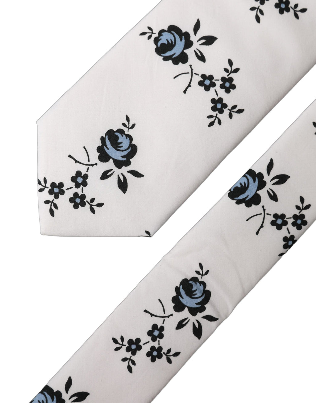 White Floral Fantasy Cotton Adjustable Men Necktie Tie