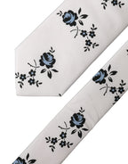 White Floral Fantasy Cotton Adjustable Men Necktie Tie
