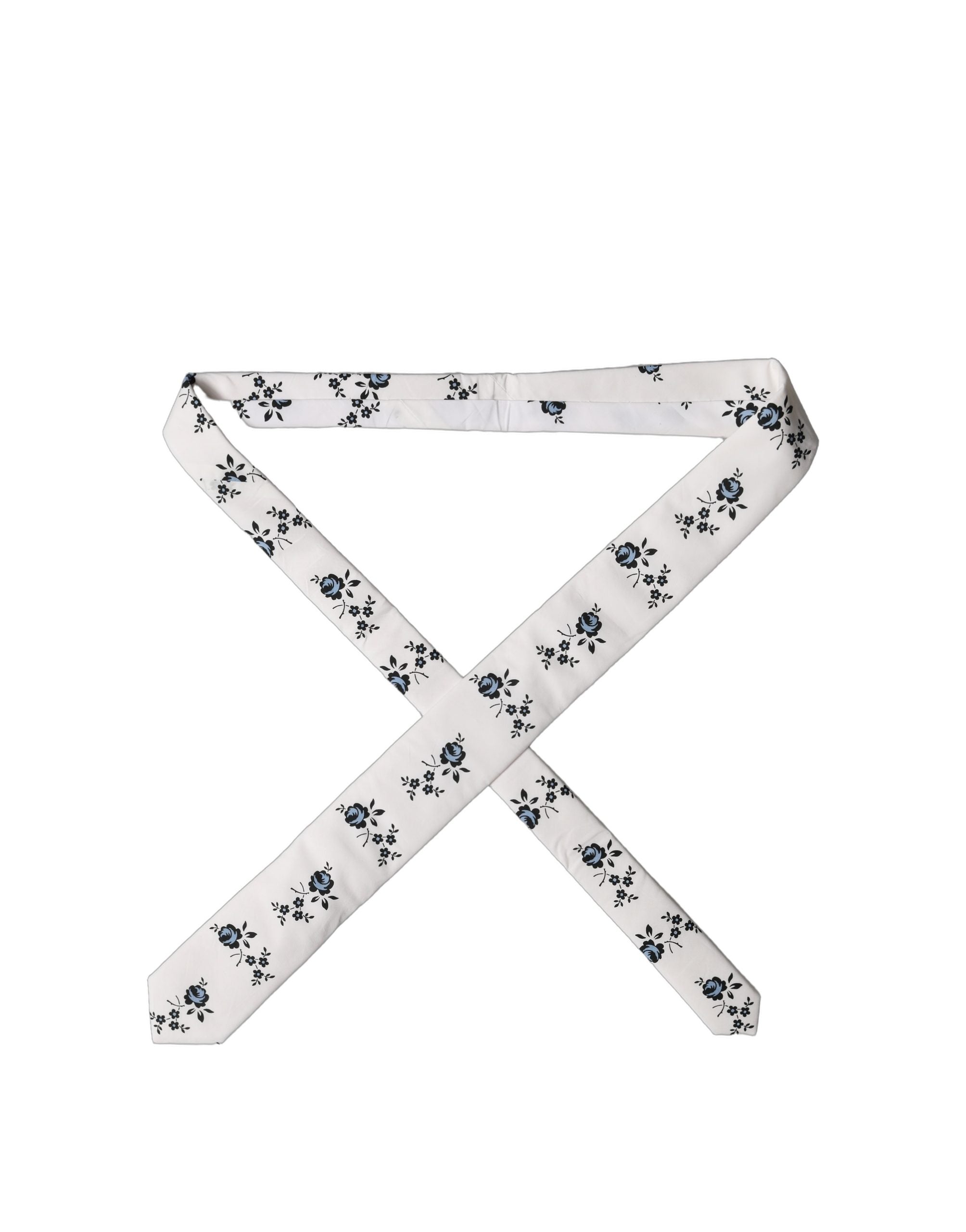 White Floral Fantasy Cotton Adjustable Men Necktie Tie