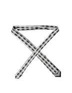 Black White Abstract Silk Adjustable Men Tied Necktie Tie