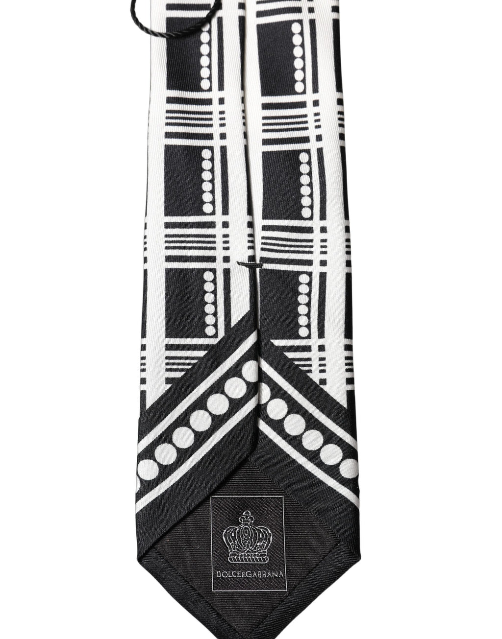 Black White Abstract Silk Adjustable Men Tied Necktie Tie