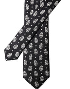 Black Paisley 100% Silk Adjustable Men Tied Necktie Tie