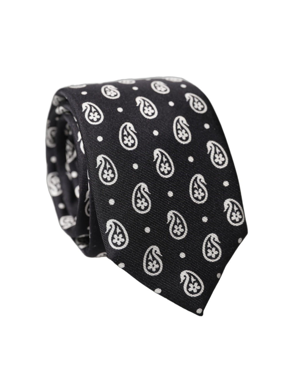 Black Paisley 100% Silk Adjustable Men Tied Necktie Tie