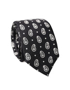 Black Paisley 100% Silk Adjustable Men Tied Necktie Tie