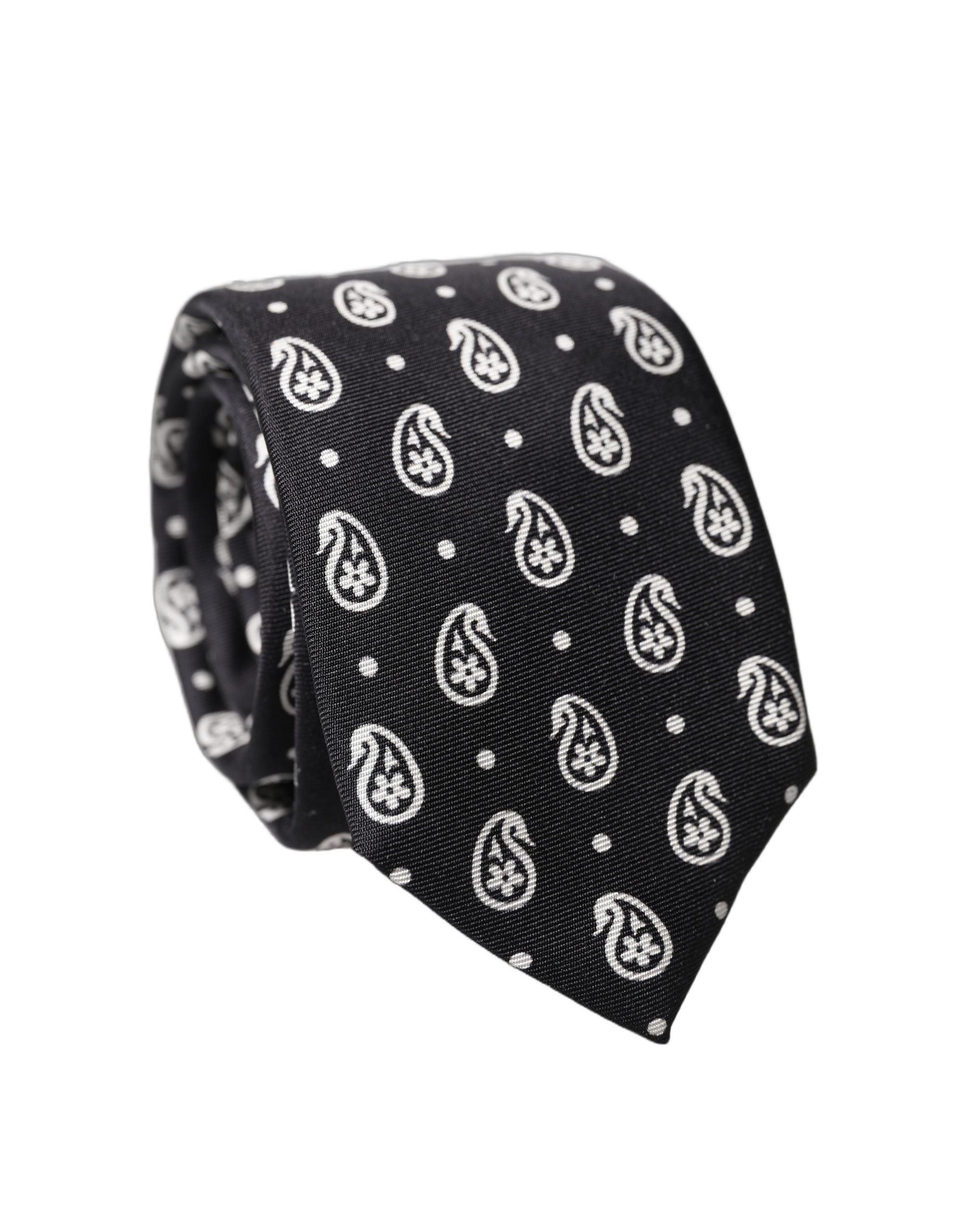 Black Paisley 100% Silk Adjustable Men Tied Necktie Tie