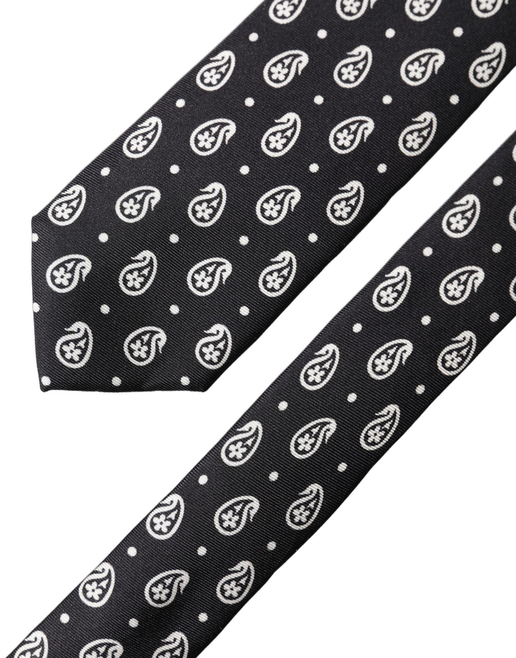 Black Paisley 100% Silk Adjustable Men Tied Necktie Tie