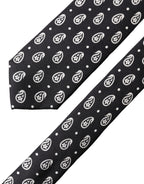 Black Paisley 100% Silk Adjustable Men Tied Necktie Tie