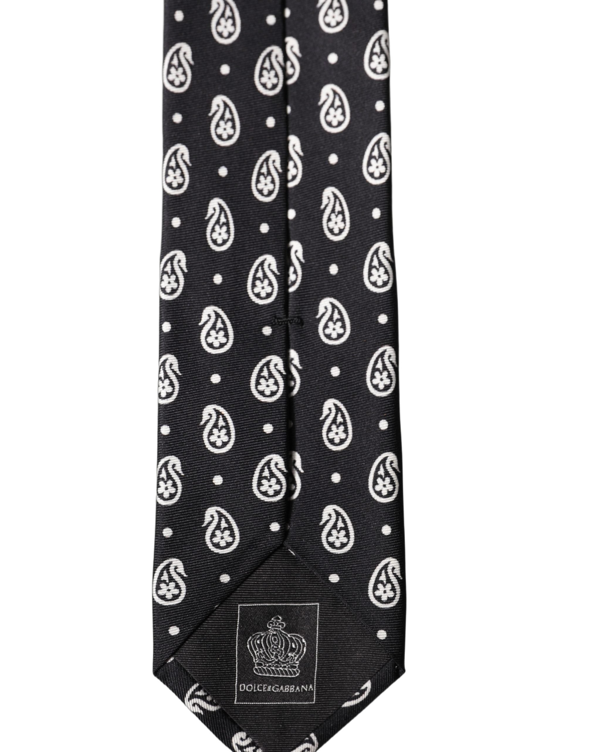 Black Paisley 100% Silk Adjustable Men Tied Necktie Tie