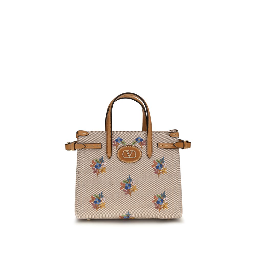 Beige Fabric Handbag