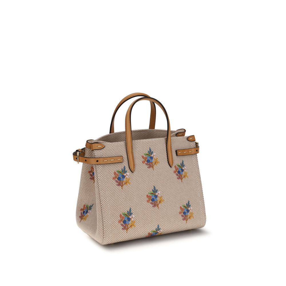 Beige Fabric Handbag