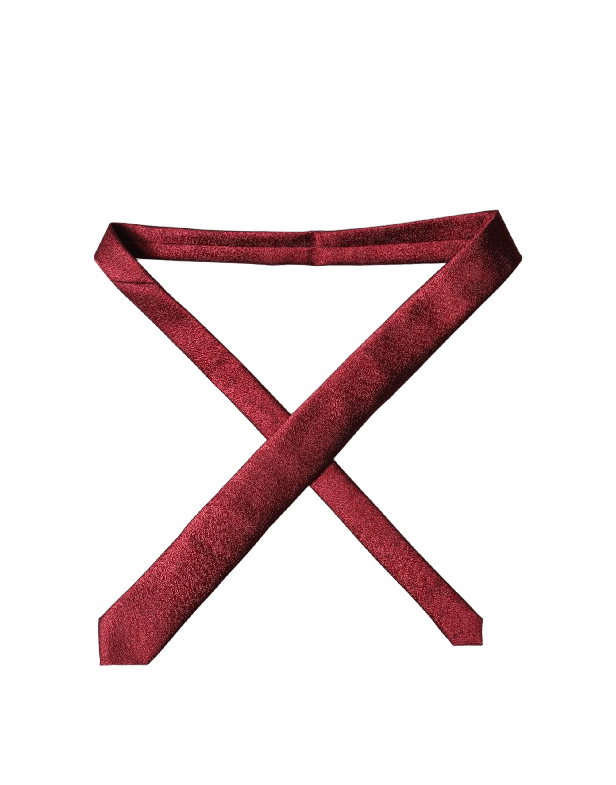 Burgundy Solid Silk Adjustable Men Tied Necktie Tie