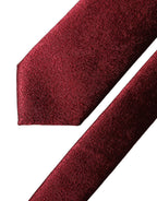 Burgundy Solid Silk Adjustable Men Tied Necktie Tie