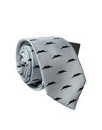 Light Gray Mustache Fantasy Silk Adjustable Necktie Tie