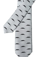Light Gray Mustache Fantasy Silk Adjustable Necktie Tie