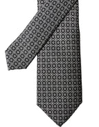 Black White Patterned Silk Adjustable Men Necktie Tie