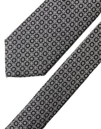 Black White Patterned Silk Adjustable Men Necktie Tie